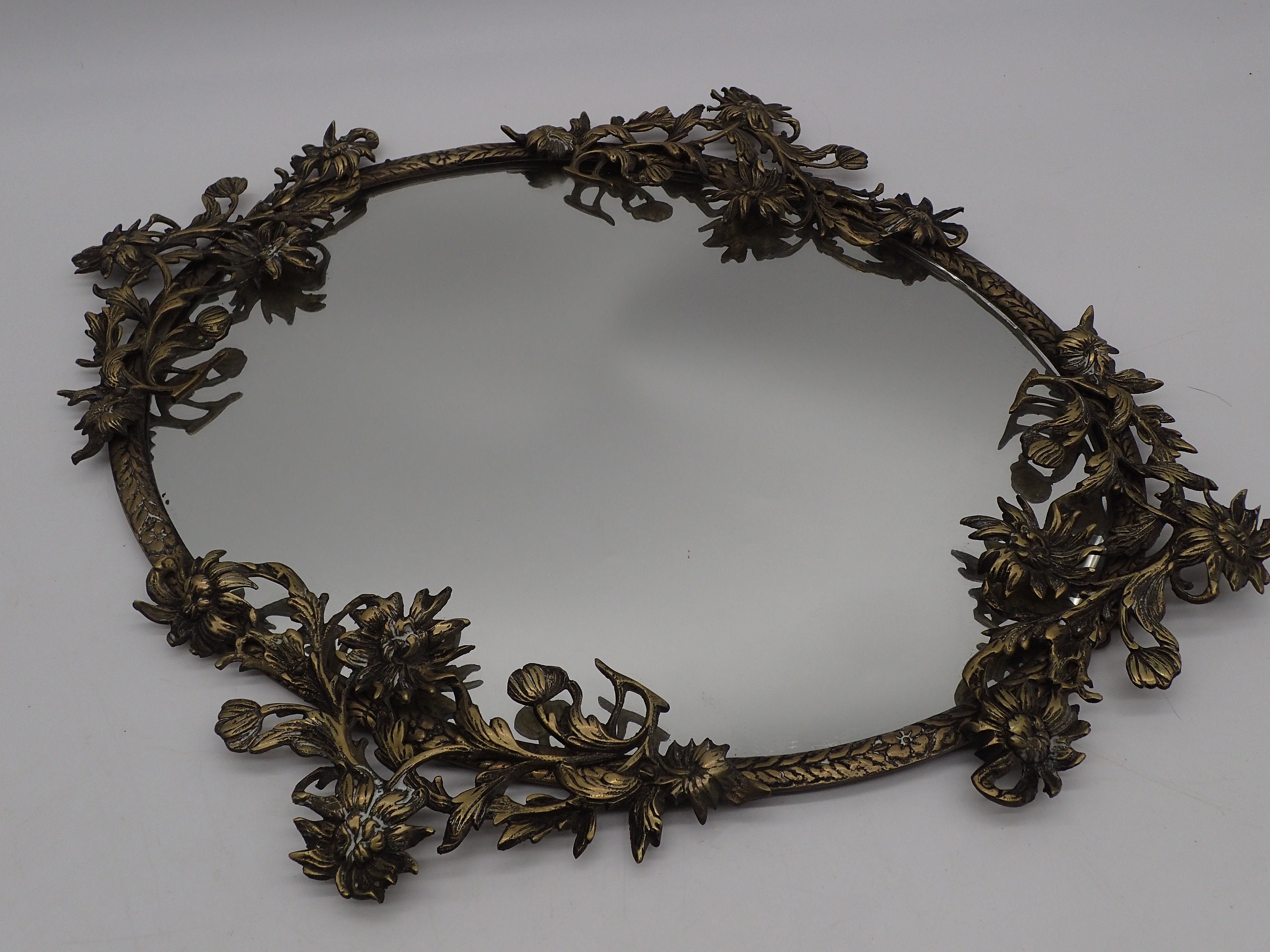 Miroir Vintage Aux Feuilles de Bronze