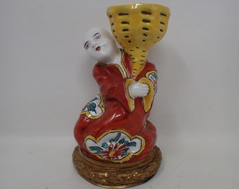 Castiçal em porcelana chinesa, dinastia Qing