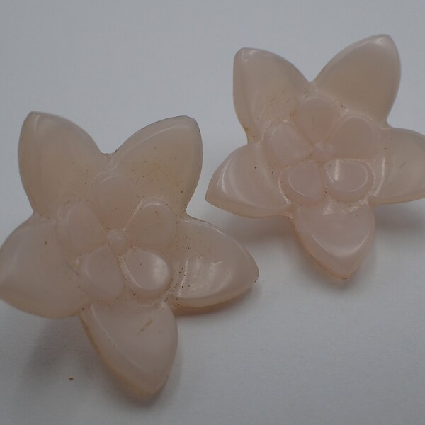 pair of glass flower buttons, art nouveau