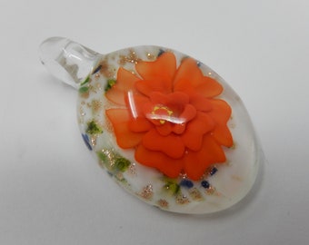 Murano pendant with floral pattern, free shipping