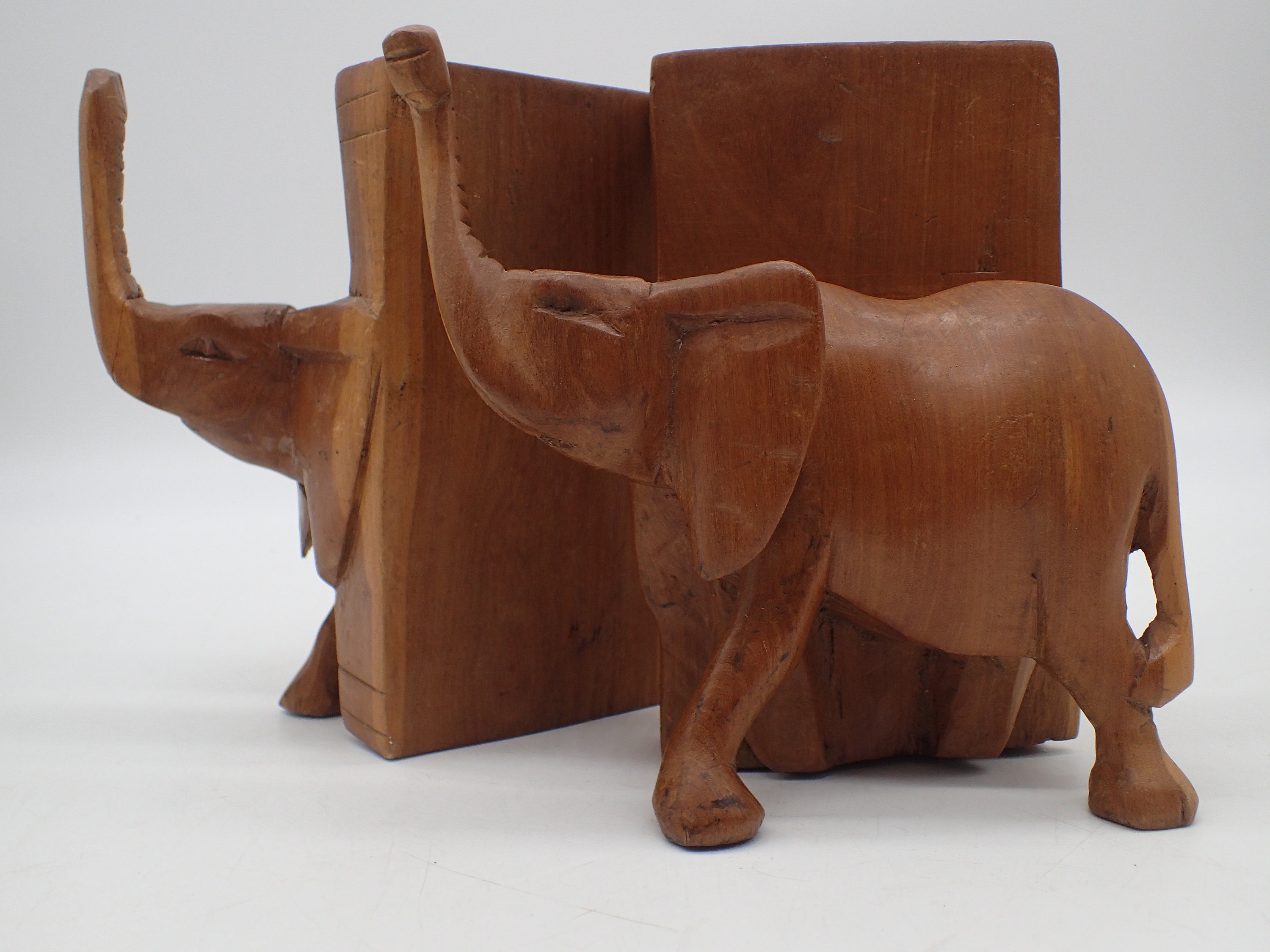 Serre Livre Vintage Éléphant en Bois