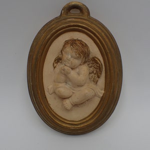 vintage sculpture, plaster cherub