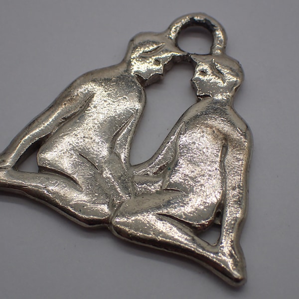 pendentif vintage couple argenté