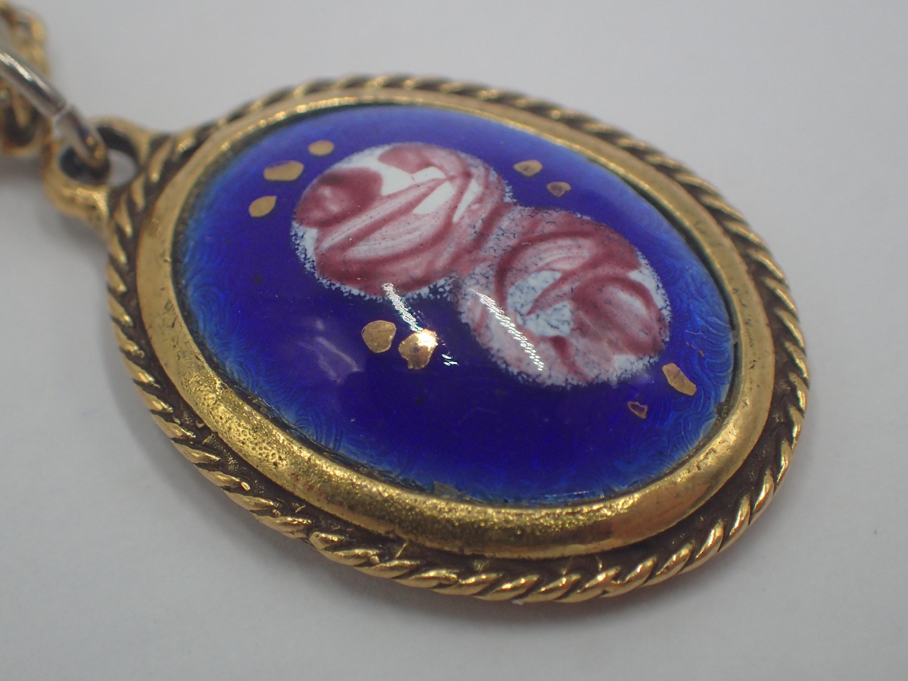 Pendentif émaillé Vintage Argenté - Bijou Ancien Et Charmant