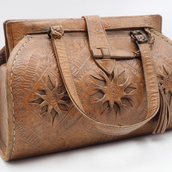 sac à main vintage en cuir ,oriental