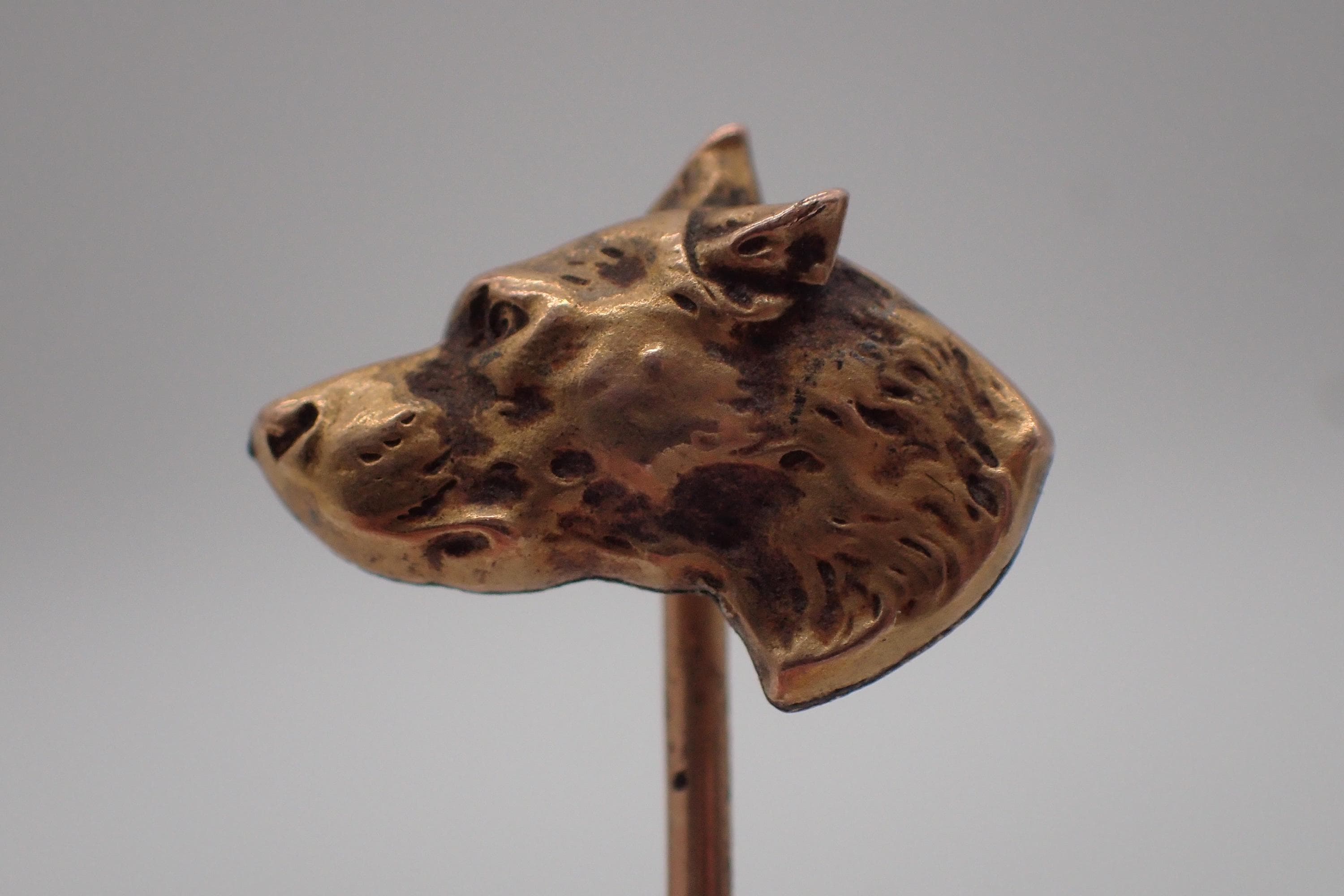 Épingle à Cravate Ancienne – Chien Plaqué Or, Avec Boîte, Occasion Bon état