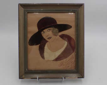 art nouveau drawing, female portrait