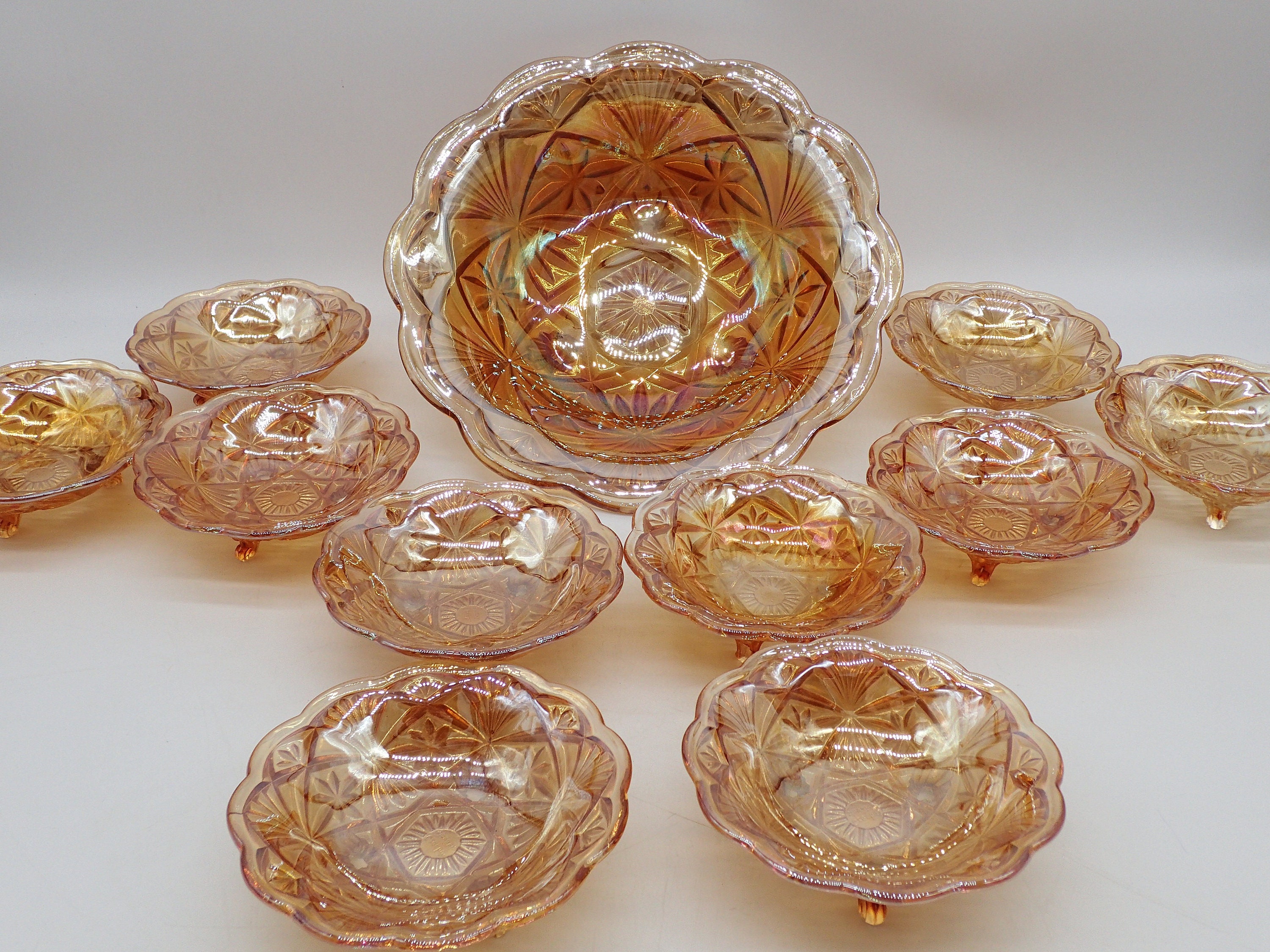 Service à Dessert en Verre Czechoslovakian de Carnaval