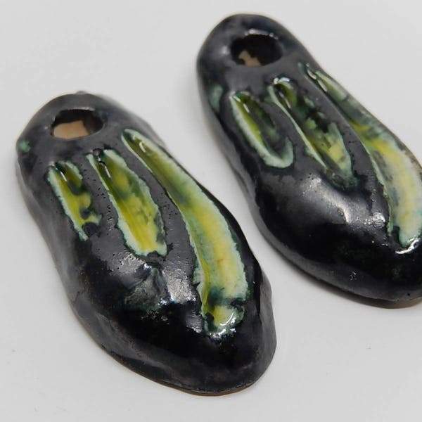 Pair of Pendant, Ceramic Cabochon