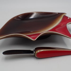 Butterdose mit Messer, Vintage-Keramik aus Vallauris