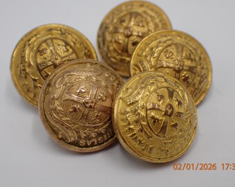 Five antique buttons from Stanislas College