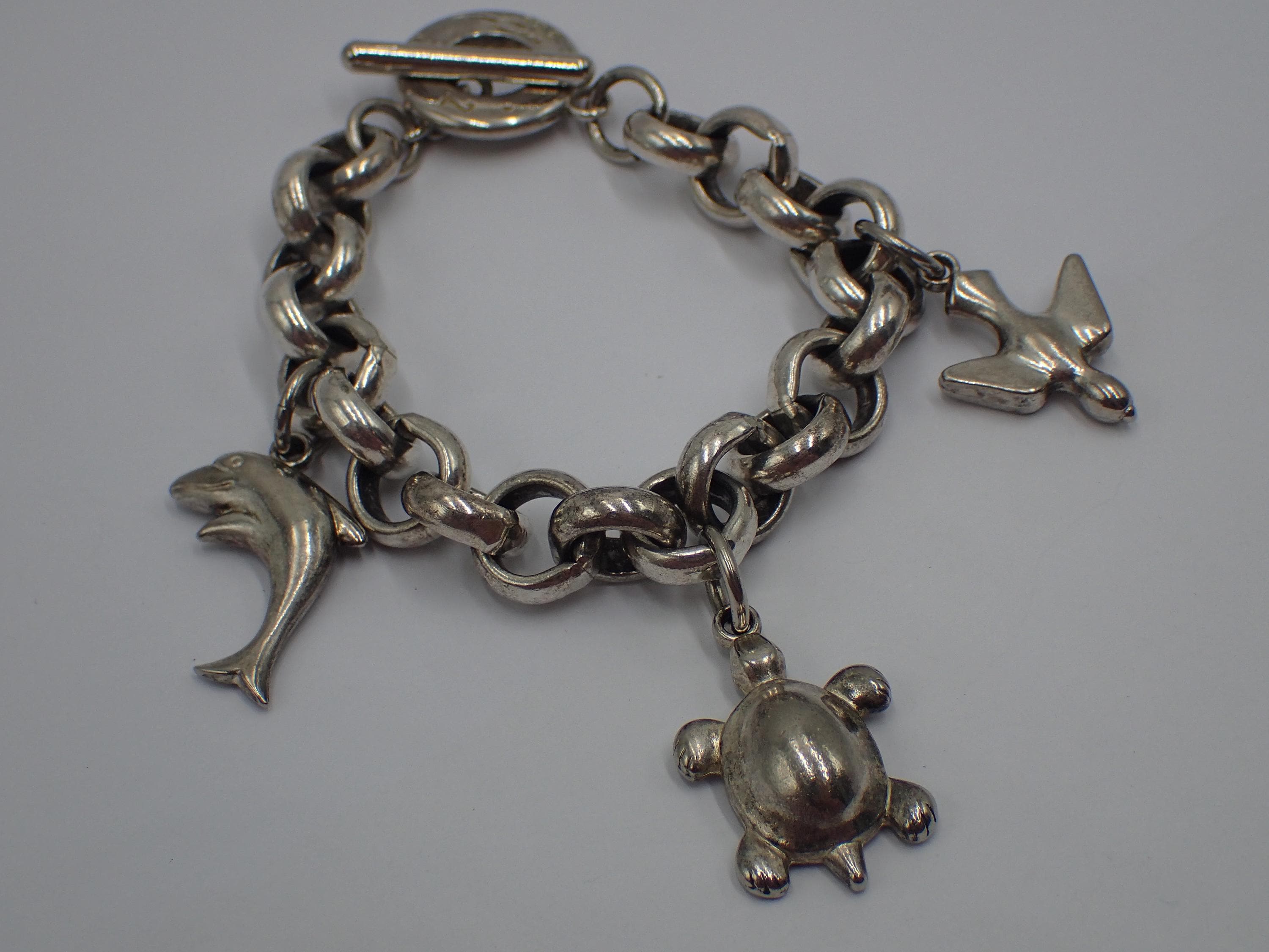 Lot De 3 Charms (breloques) Forme Oiseau - Métal Argenté - À Clipser Sur Bracelet - Neuf