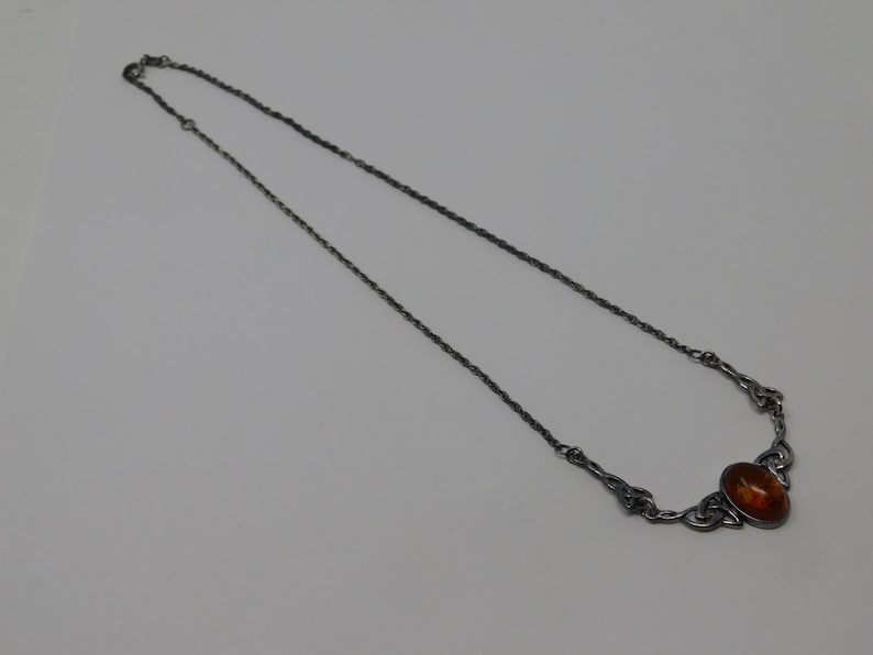 925 silver necklace with Celtic amber medallion