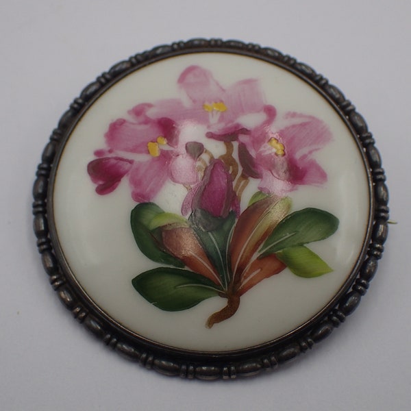 broche vintage en porcelaine de Rosenthal