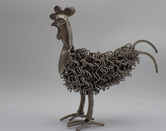 vintage wire sculpture, metal hen