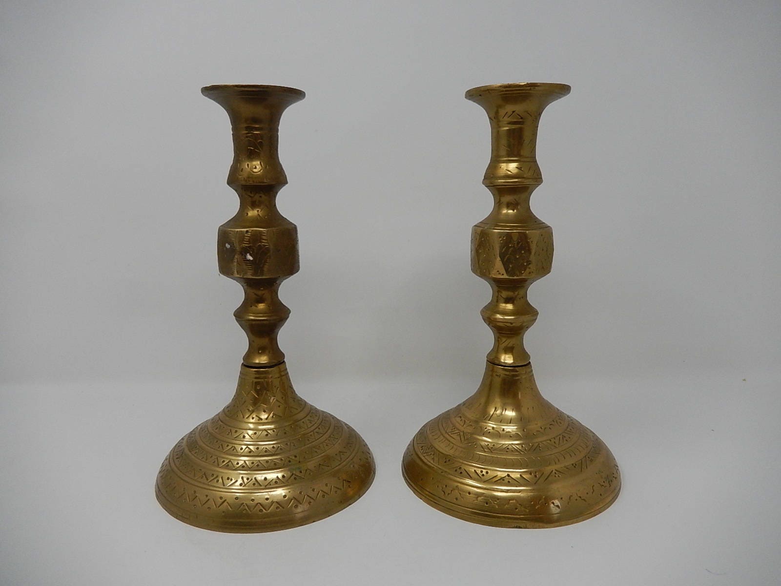 Paire de Bougeoirs en Cuivre Oriental , Livraison Gratuite