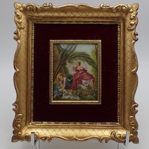 peinture miniature romantique ancienne