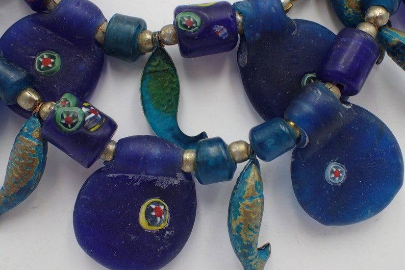 Vintage etnische halsketting van Murano-glaskralen afbeelding 2