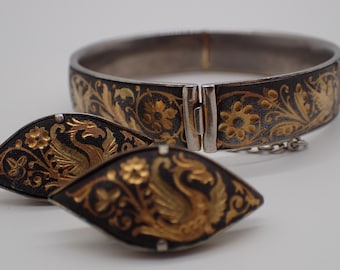 Vintage Attwood & Sawyer Snake Jewelry Set: 22ct Gold Plated