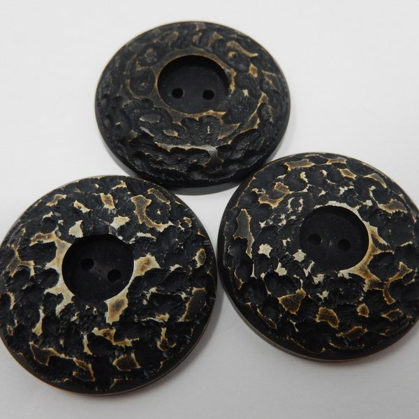 Three bark pattern buttons, diameter 3.6 cm, plastic, free shipping