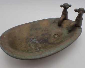 vintage soap dish, brass bathtub