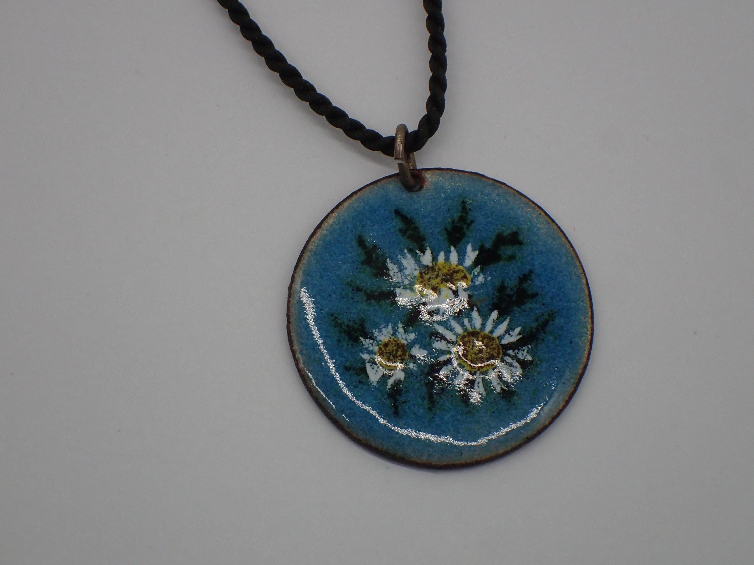 Collier Chaîne Doré Vintage Avec Médaillons Ovales émaillés - Bijou Femme Très Bon état