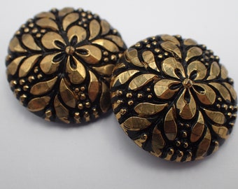 pair of glass buttons covered with gold, art nouveau