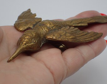 art nouveau broche, koperen vogel