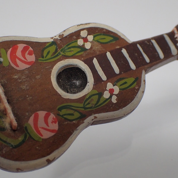 broche guitare de bois vintage