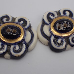 pair of vintage ceramic buttons