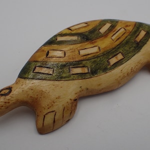 vintage wooden turtle brooch