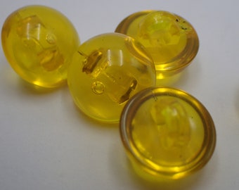 six boutons vintage boules jaune