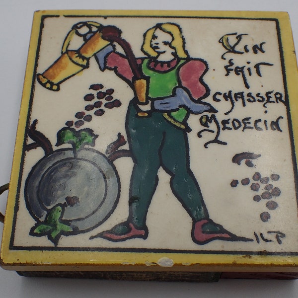 Support Boîte D'allumettes Vintage émail Cloisonné Bleu Fleurs Sur Laiton - Occasion