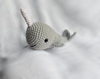 Crochet Narwhal, Narwhal Plushie, Stuffed Narwhal, Stuffed Animal, Amigurumi Narwhal, Ocean Animal, Photography Prop, Crochet Gift