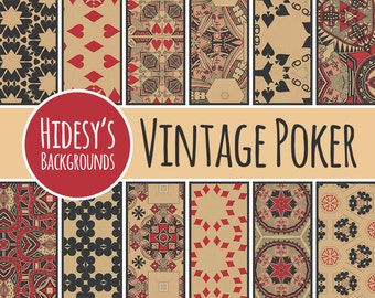 Playing Cards Digital Paper // Vintage Poker Cards // Grunge Ephemera Scrapbooking Paper// Digital Scrapbooking Paper
