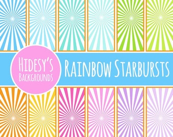 Starburst Digital Paper / Background / Pattern "RAINBOW STARBURSTS"