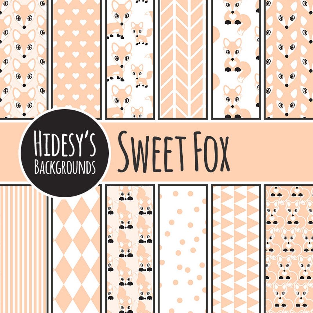 Fox Digital Scrapbooking Paper // Foxy Digital Pattern // Cute Fox ...
