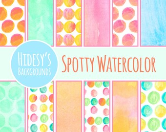 Watercolor Digital Paper / Background / Pattern "SPOTTY WATERCOLOR"