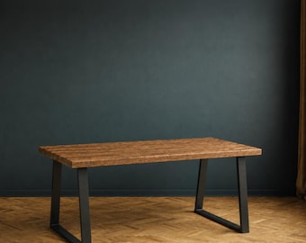 Reclaimed Wood Dining Table with Steel Legs, Space Saving Kitchen Table
