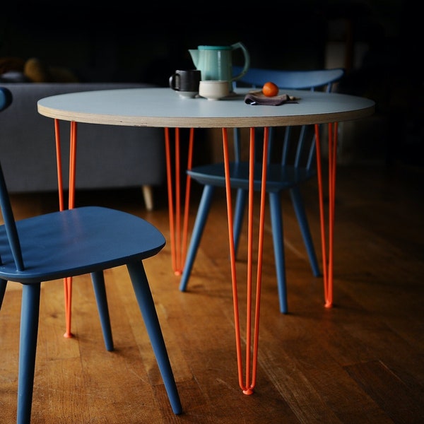 Formica Dining Table, Round top on Hairpin Legs, Retro, Kitsch Kitchen Table, Customisable