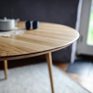 Round Solid Oak Dining Table, Swiss Edge, Scandinavian Handmade Table