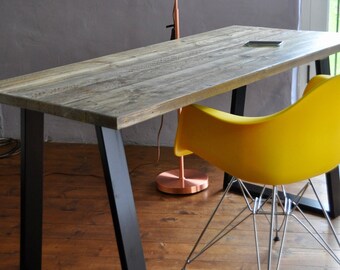 Desk Reclaimed Industrial Custom Steel legs /  Home Office Rustic Scaffold Board Table /  Writing Computer Desk