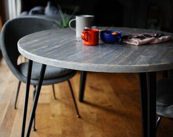 4 & 6 Seater Round Dining Table, Industrial, Sturdy, Reclaimed wood, Customisable