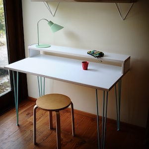 Birch Plywood Desk with Monitor Stand & Hairpin Legs - Customisable