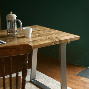 Customisable Desk, Sustainable solid wood on Trapezium legs. Writing, gaming or WFH desk, INDUSTRIAL COLLECTION