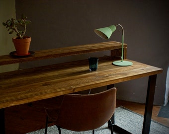 Vintage Desk with Storage Monitor Shelf, Sustainable, Perfect for Home Office, INDUSTRIAL COLLECTION