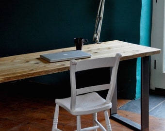 Reclaimed Desk Industrial, Rustic wood on Steel Legs, Sturdy, Customisable