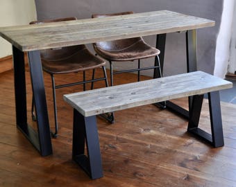 Steel And Wood Table Etsy