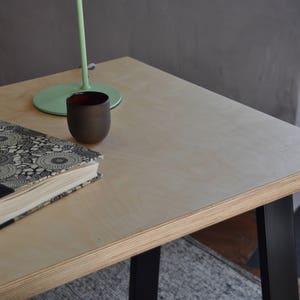 Birch Plywood Desk, Sustainable Wood on British Steel Base, Custom Work from Home Gift, Customisable, BIRCH PLY COLLECTION