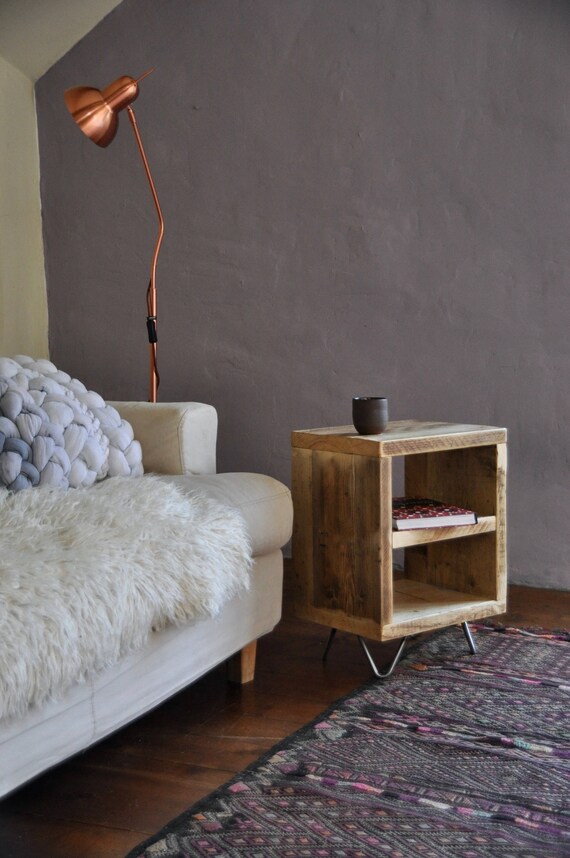 Reclaimed Side Coffee Table Bedside Hairpin Legs Image 0